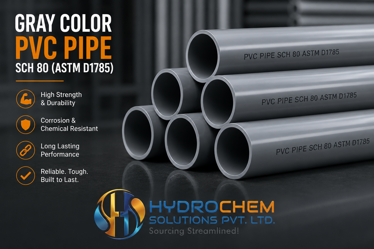Gray Color PVC Pipe SCH 80 (ASTM D1785)
